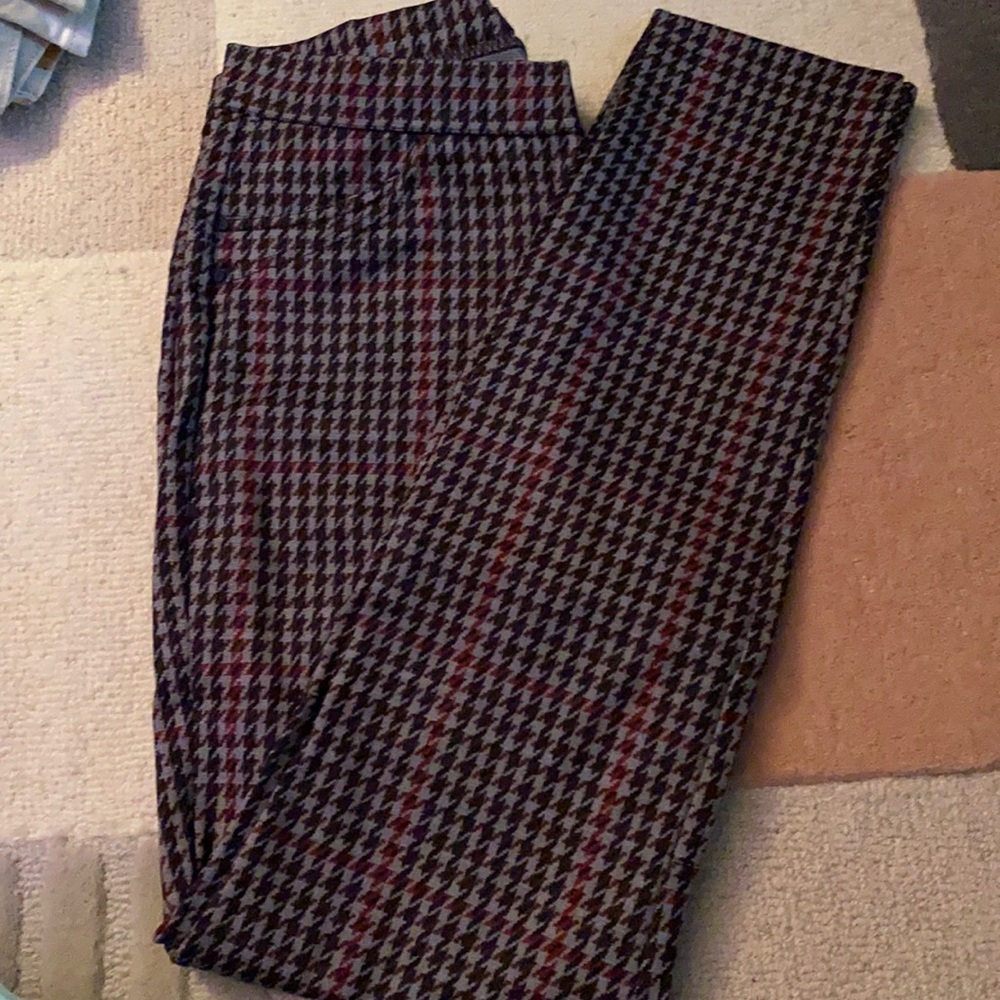 Grey, black, red, sanctuary pants. Straight leg.